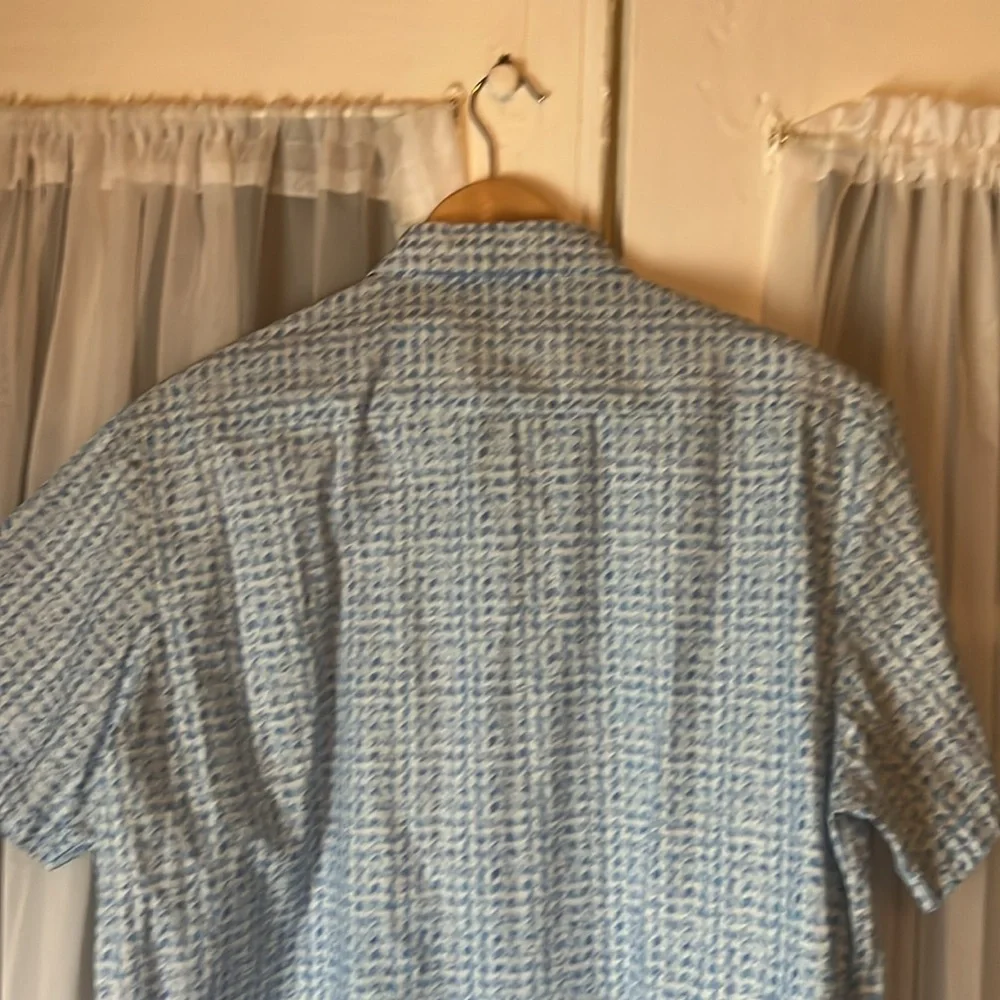 Robert Graham Classic Fit Cotton Geometric Short Sleeve Shirt Men’s Large Blue